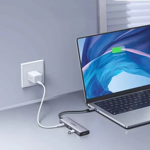 محول يو جرين CM511 5 في 1 USB-C، 3x USB-A 3.0، HDMI، USB-C PD، رمادي - يوجرين - Image 9